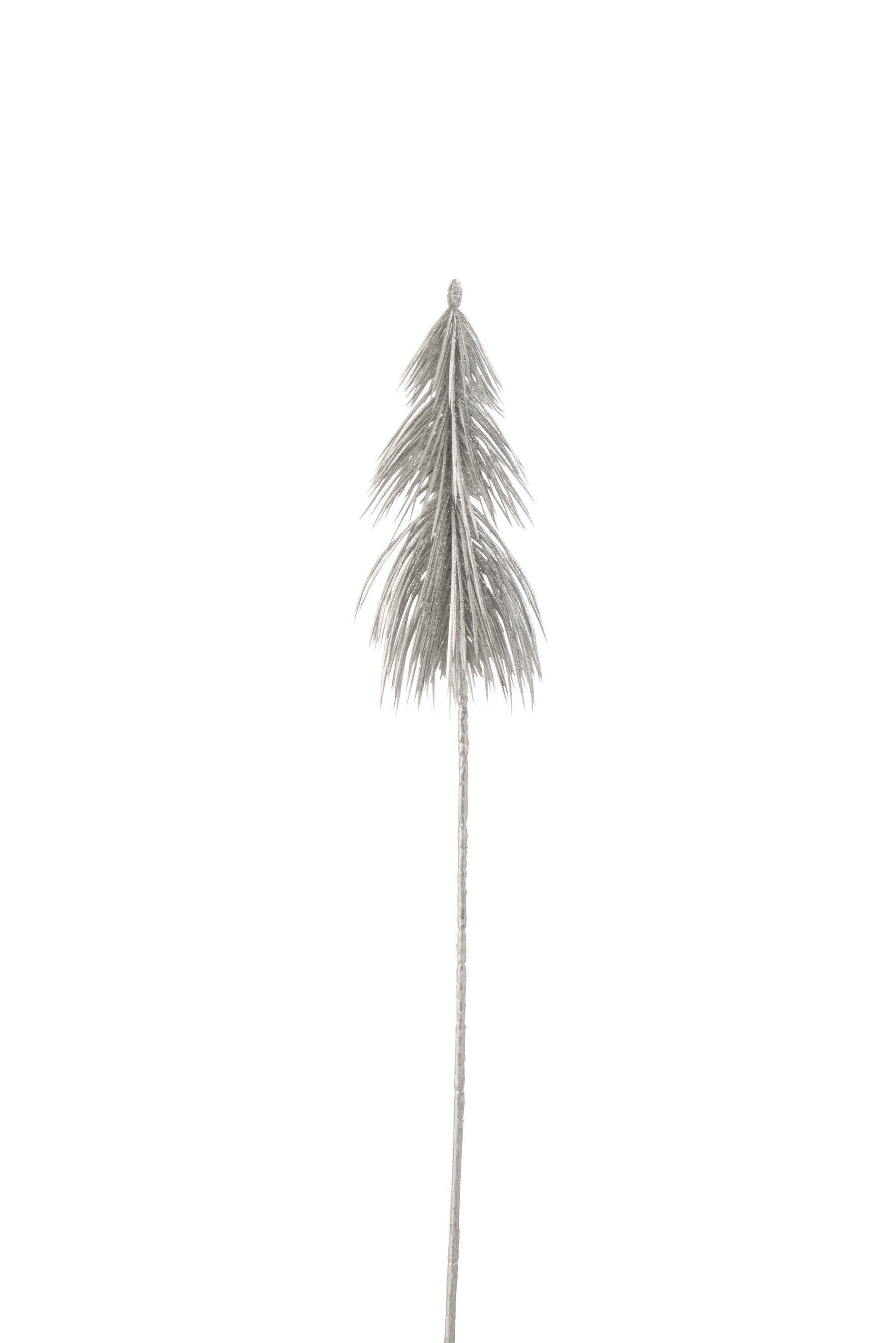 J-Line tak Dennenboom Glitter - kunststof - zilver - 24 stuks