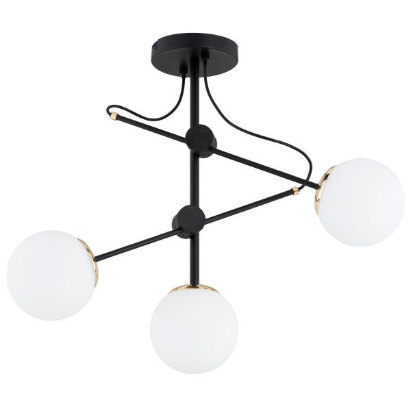 Żyrandol czarno-biały-złoty OLIMP 3xE14x10W wym:58x78x78 Alfa