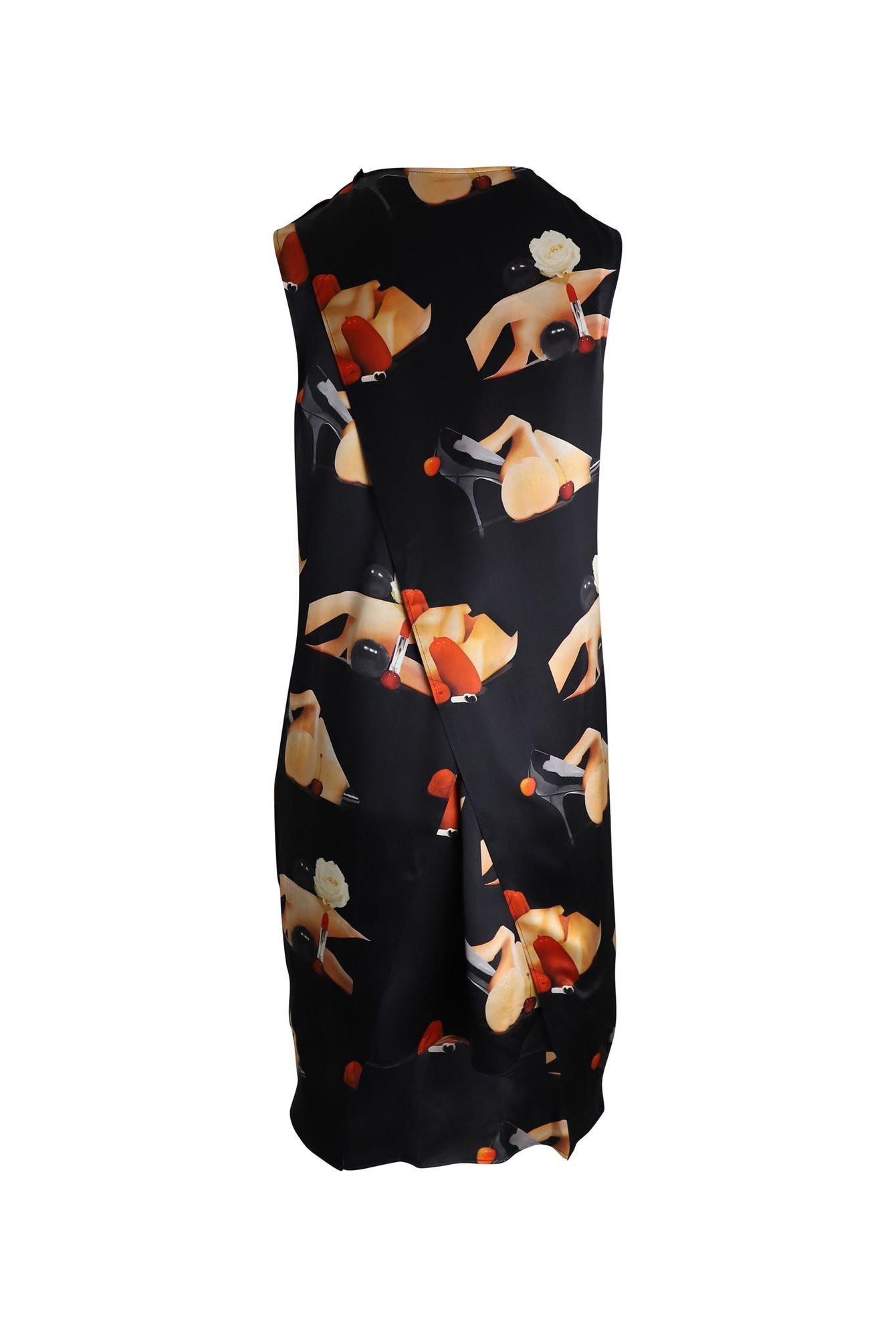Acne Studios Preloved Belvidere Printed Sleeveless Dress in Black Silk