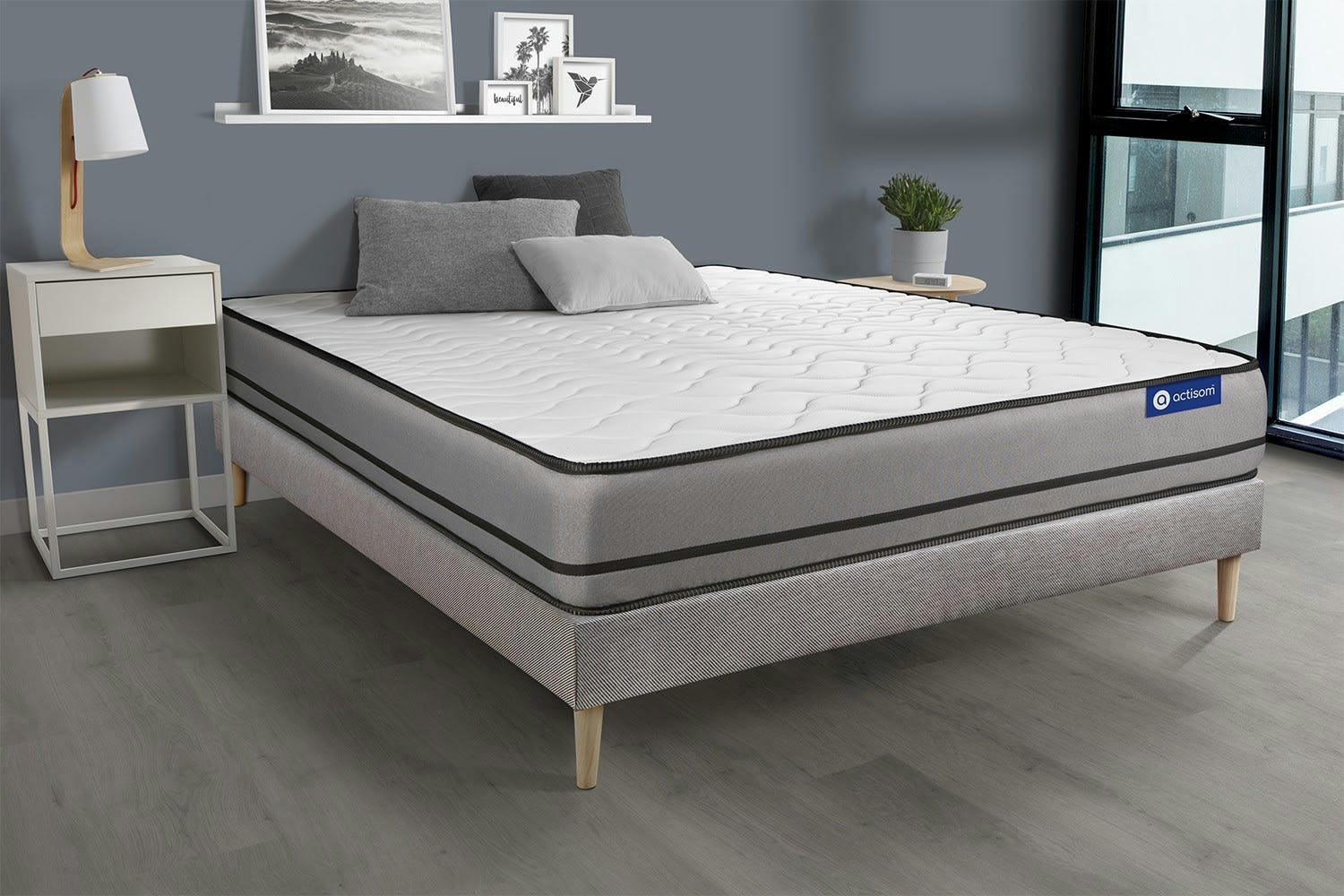 ACTIFLEX NIGHT - Ensemble 160x200 cm sommier kit gris