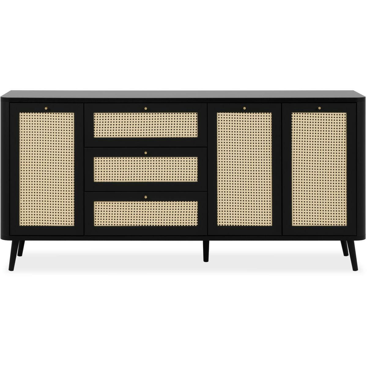 PADANG - Buffet cannage et effet bois noir 175 cm