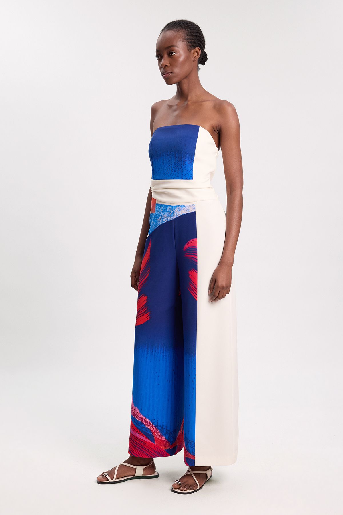 KarenMillen Soft Tailored Colourblock Tailored Bandeau Jumpsuit