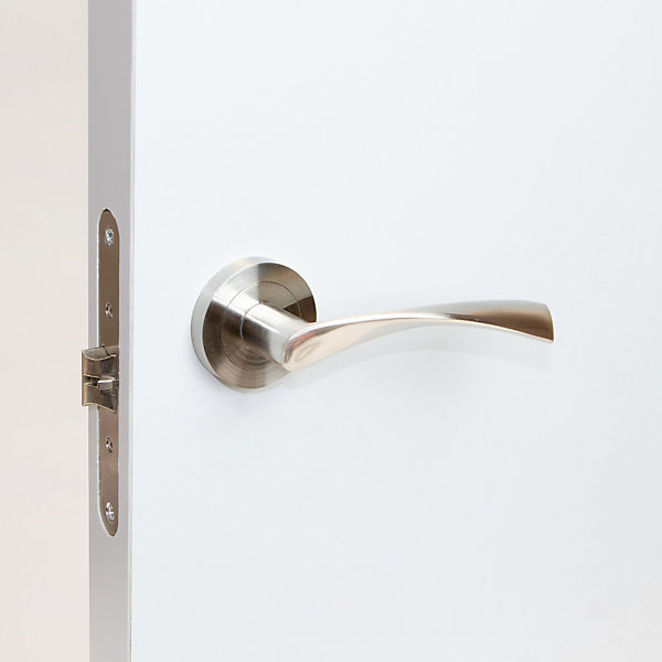 Emuca Lot de 5 poignées twist pour portes intérieures, avec rosace D.50mm, Aluminium, Nickel satiné