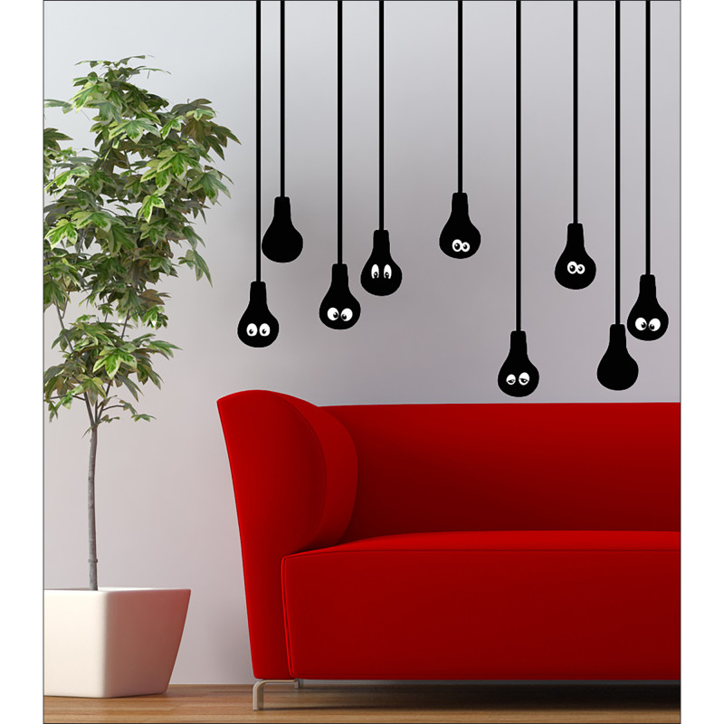 Planche de stickers Ampoules avec des yeux 48 x 68 cm