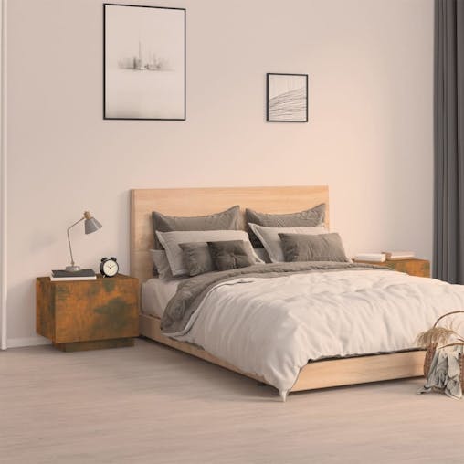 NNEVL Bedside Cabinet Smoked Oak 100x35x40 cm Engineered Wood
