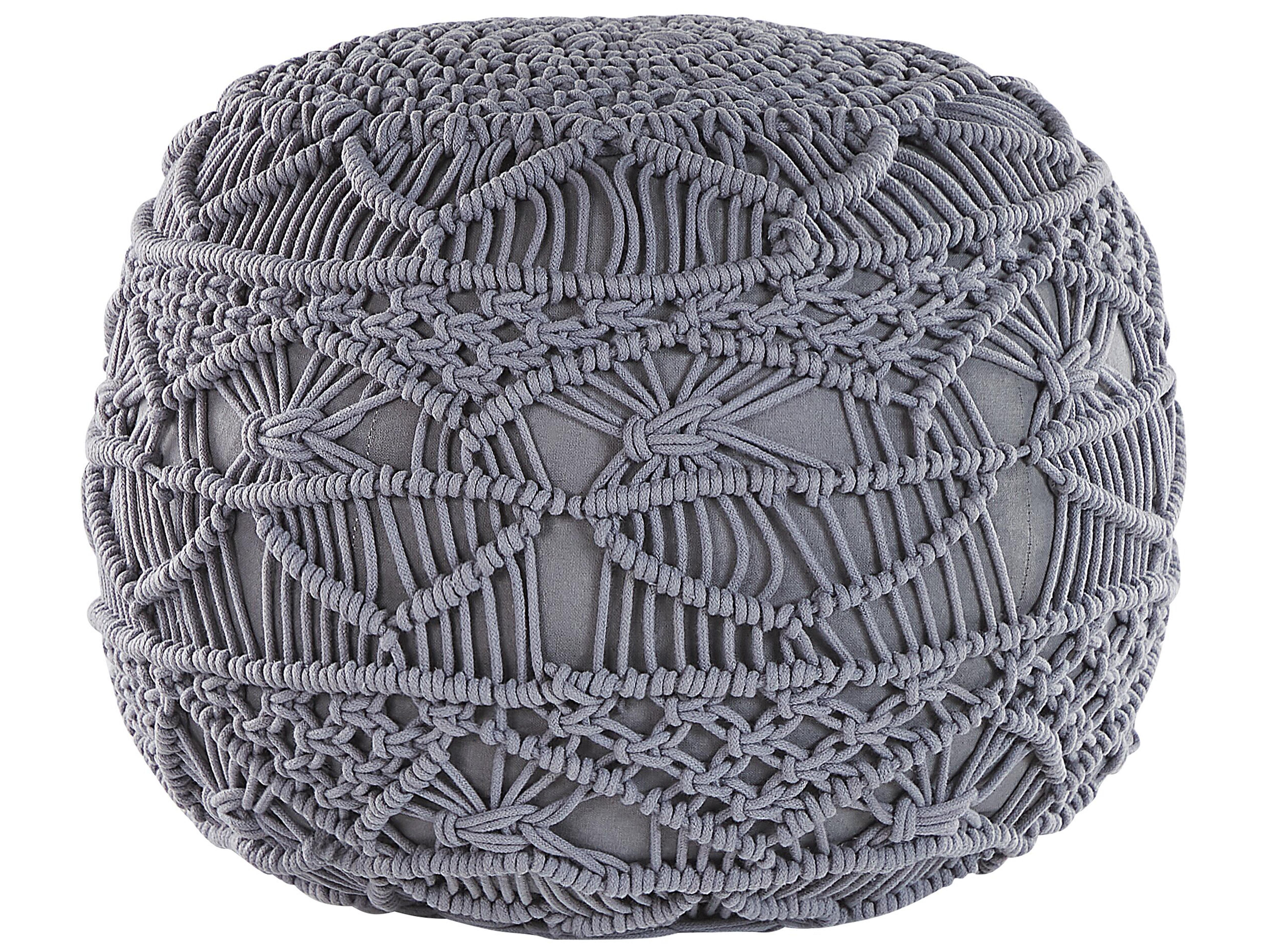Pouffe Macram�� KAYSERI Cotton Grey