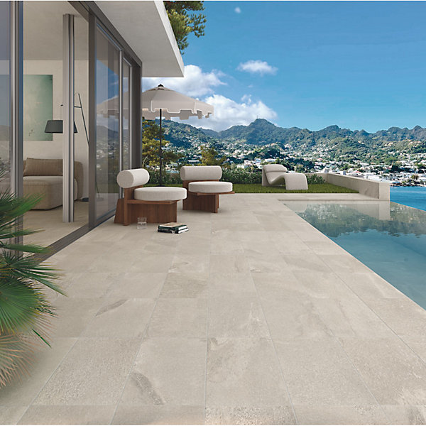 Carrelage intérieur / extérieur effet pierre naturelle 15 x 15 cm BALI-R gris