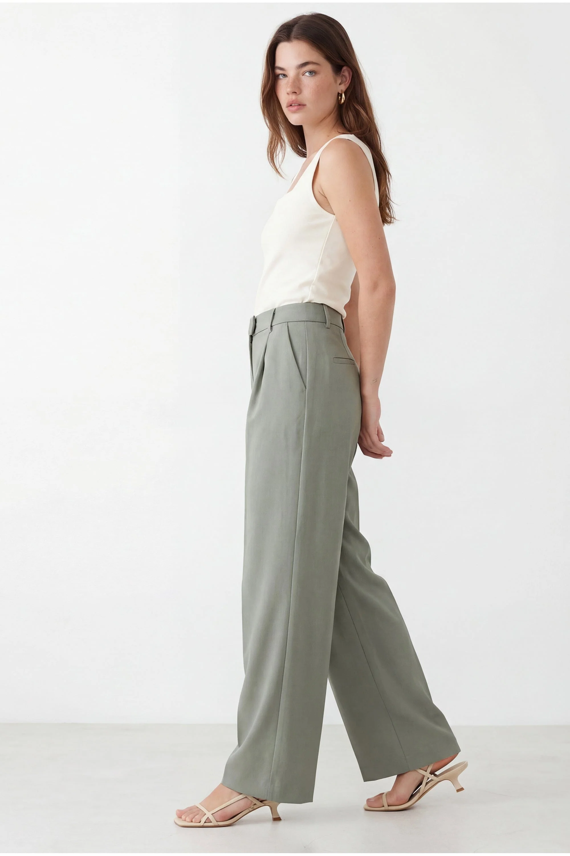 PANTALON LARGE - CAVELL - SAUGE