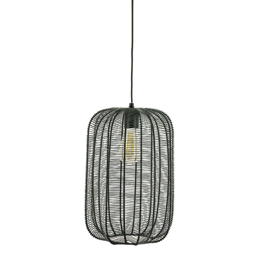 FurniLux Hanglamp Carbo – Stijlvolle Zwart Metalen Hanglamp - 23x23x39cm