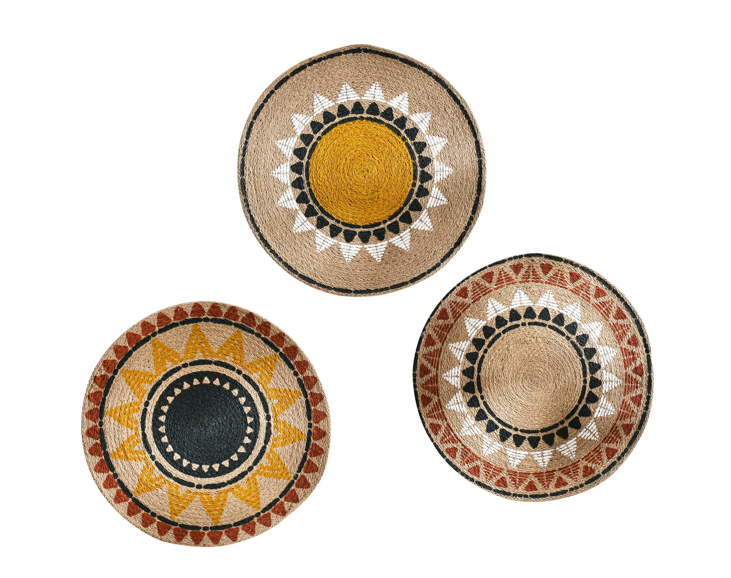 YOULACO - Lot de 3 plaques décorative en jute multicolore