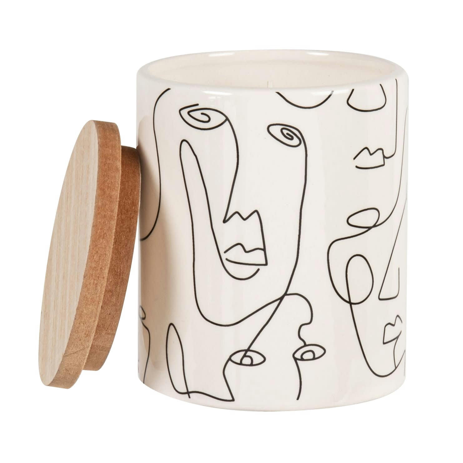 - Bougie parfumée en céramique blanche imprimé noir 190g