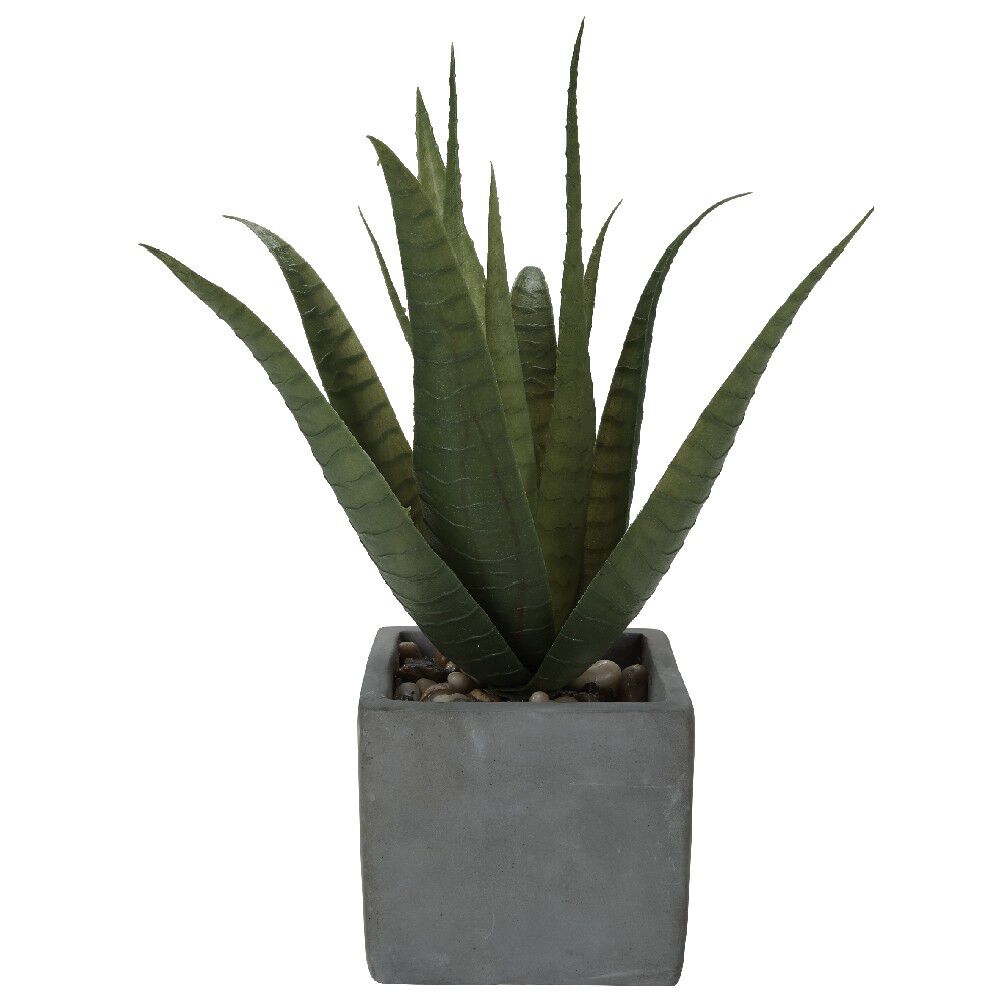 Plante artificielle aloé véra pot ciment collection Tropical