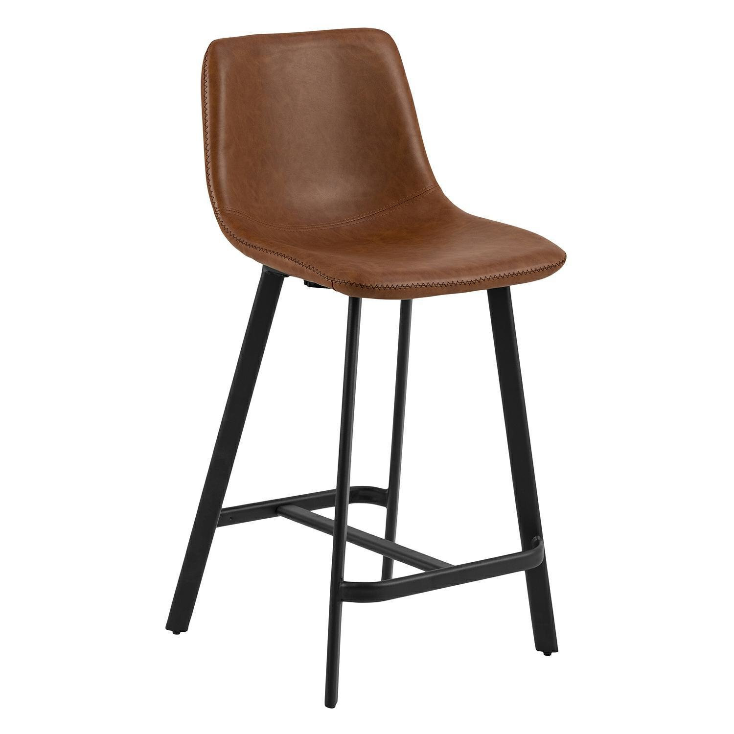 STOŁEK BAROWY Oregon PU brandy loftowy retro EKOSKÓRA