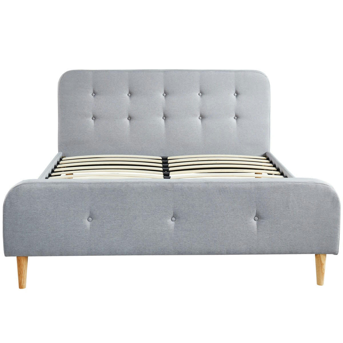 MARK - Lit gris clair avec sommier à lattes et tête de lit 180x200