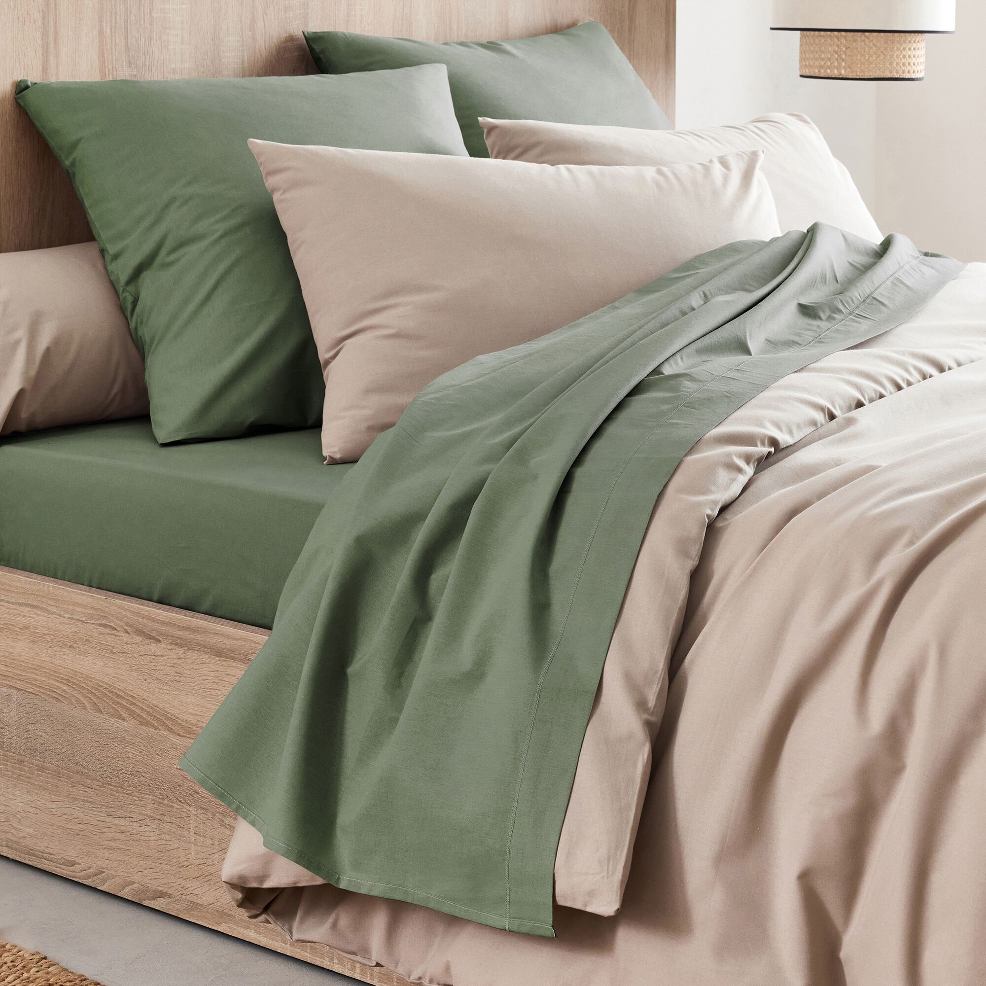 CALANQUES - Drap plat en coton 270x300cm - vert cèdre