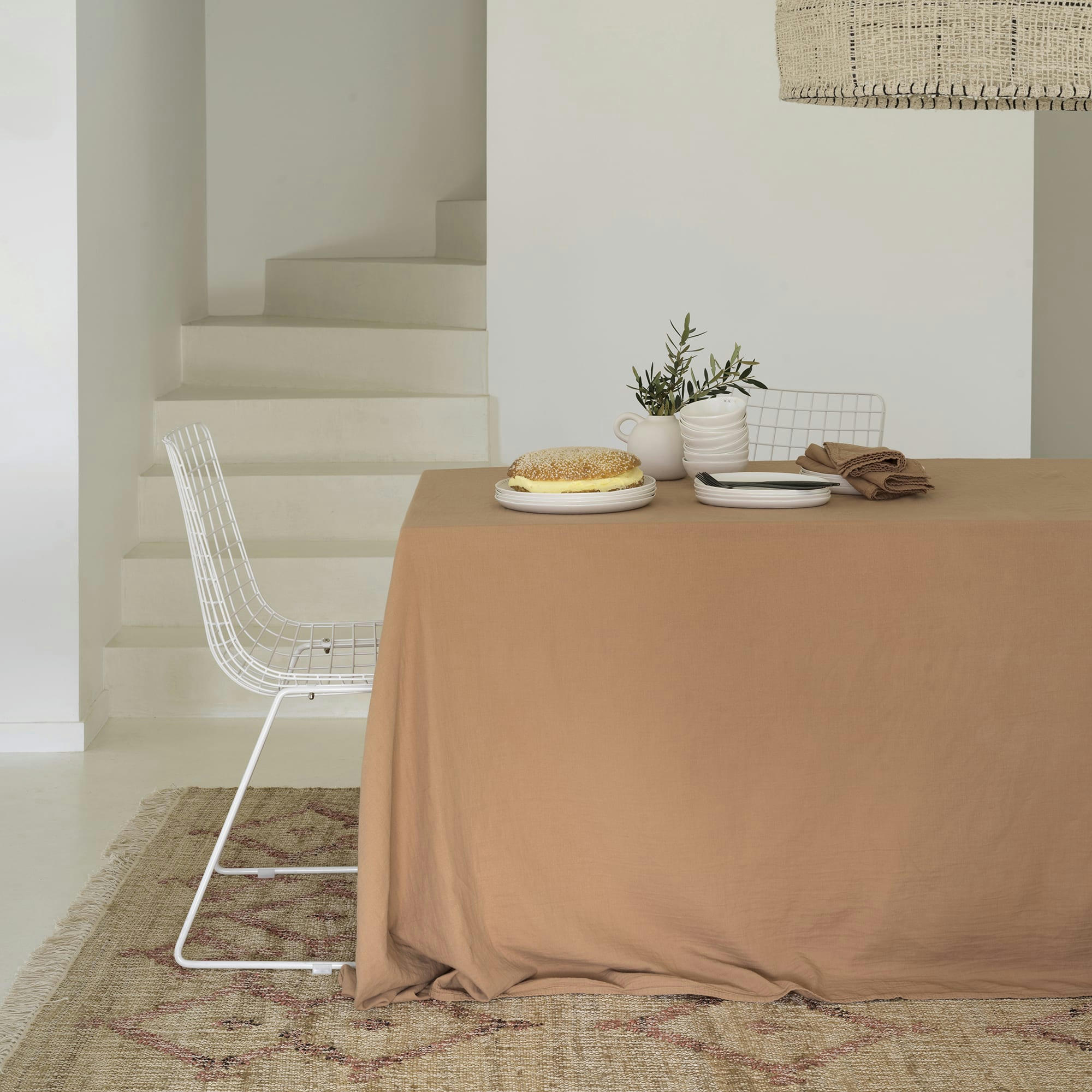 GAZE DE COTON - Nappe gaze de de coton terre cuite 180X350 CM