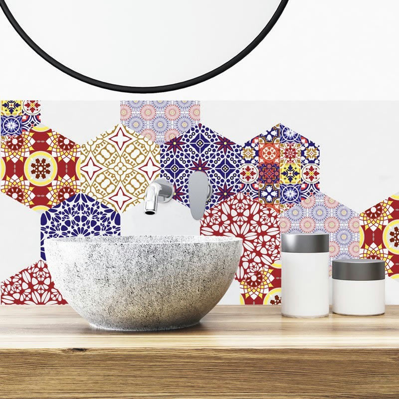 ANDALOU - Bandeau PVC lot de 2 : L 70cmxH 30cm Multicolore Bohème Hexagonal