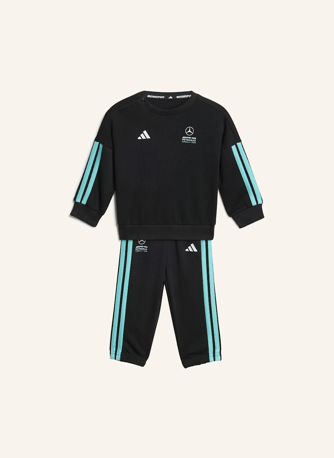 adidas MERCEDES-AMG PETRONAS FORMULA 1 TEAM DNA KIDS JOGGINGANZUG, LANGÄRMLIG
