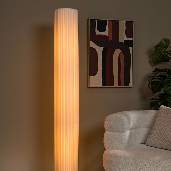 Lampadaire cylindre Fold tissu blanc IP20 3 x E37 Ø20 x H.160cm Lucide