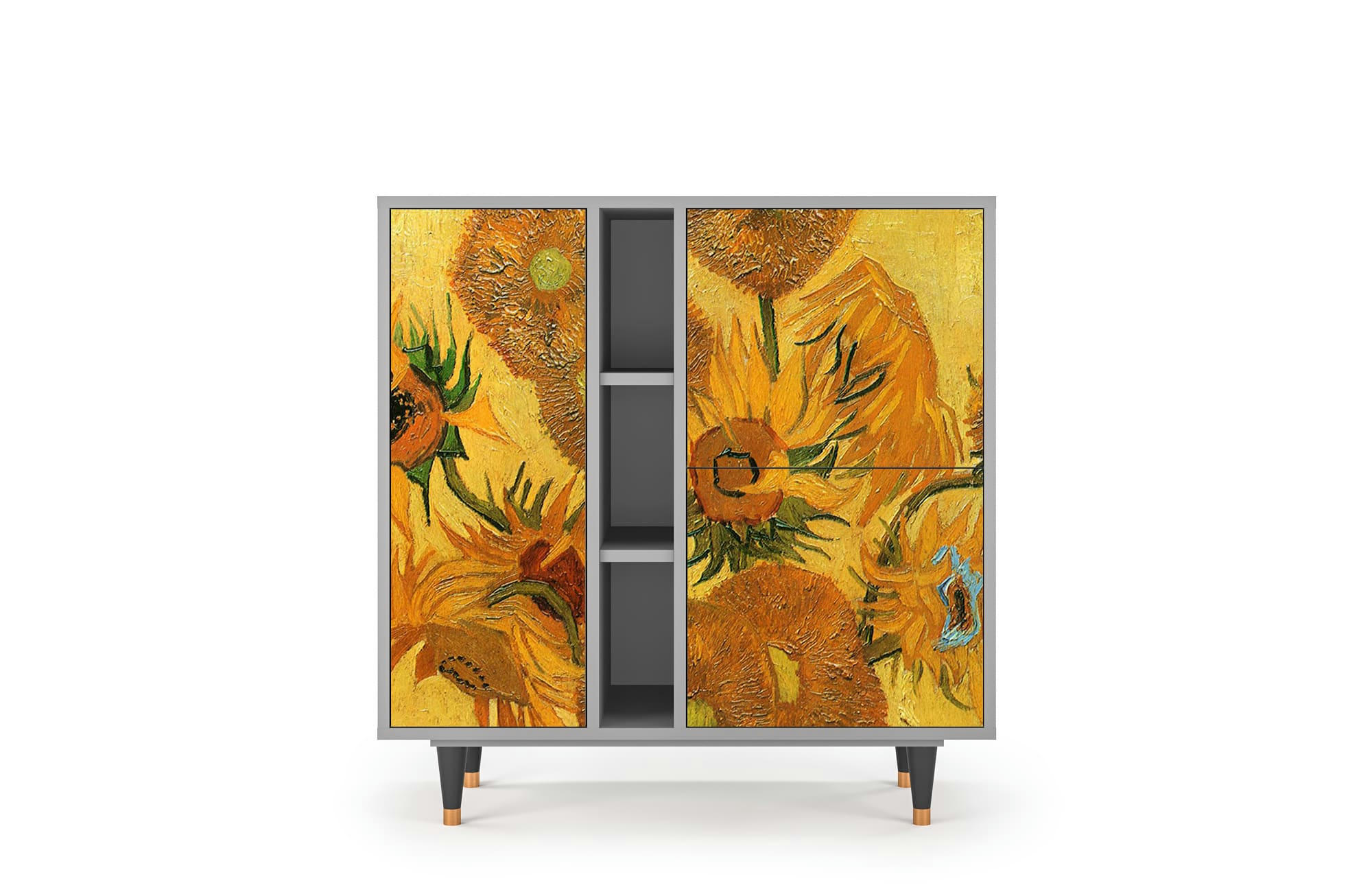 SUNFLOWERS BY VINCENT VAN GOGH - Buffet  jaune 3 portes L 94 cm