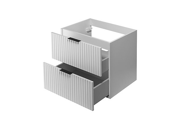 Meuble vasque, Blanc, 60 x 57 x 46 cm, poignée noire, sans plateau
