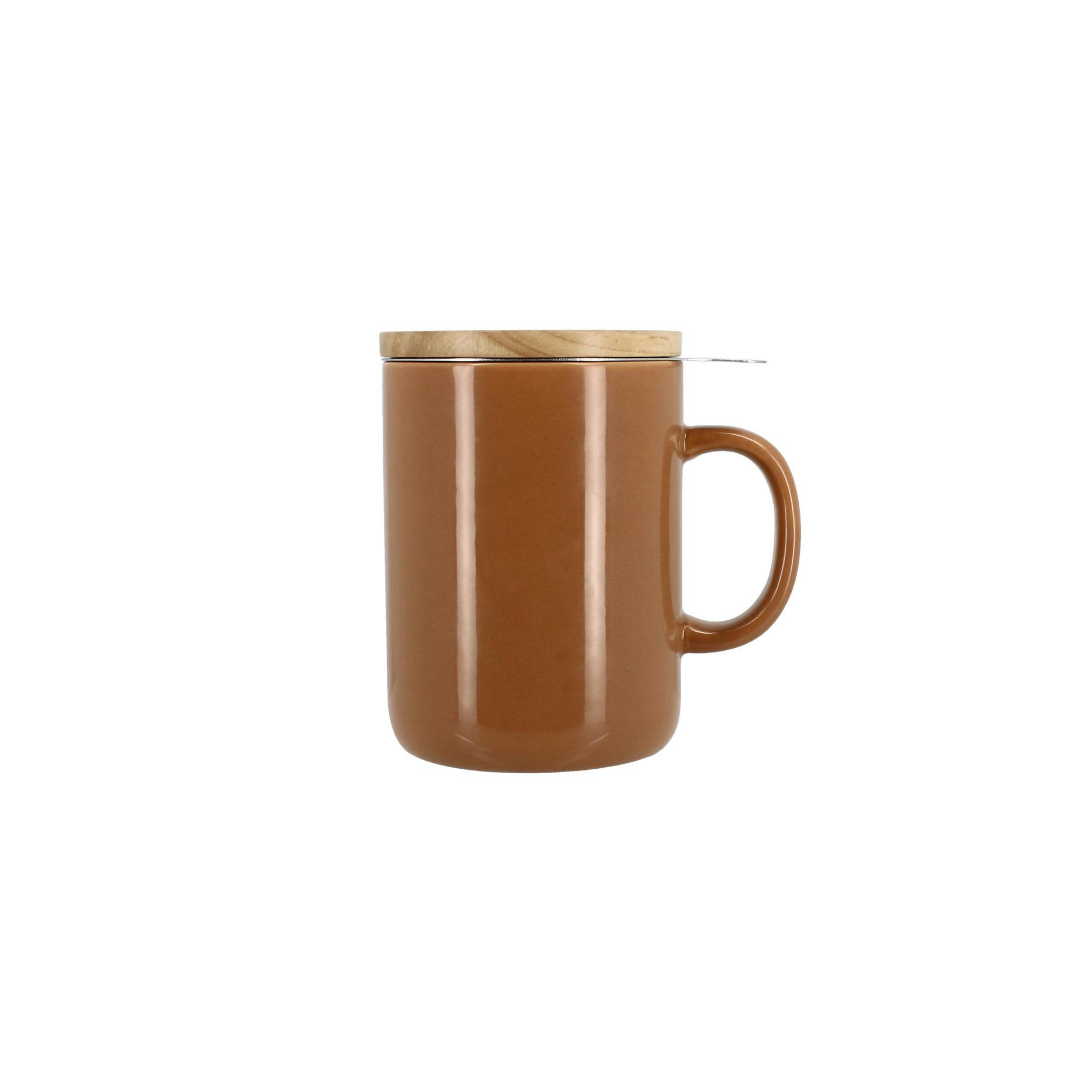 ANNA - Tisanière en grès noisette avec couvercle en bois 350ml