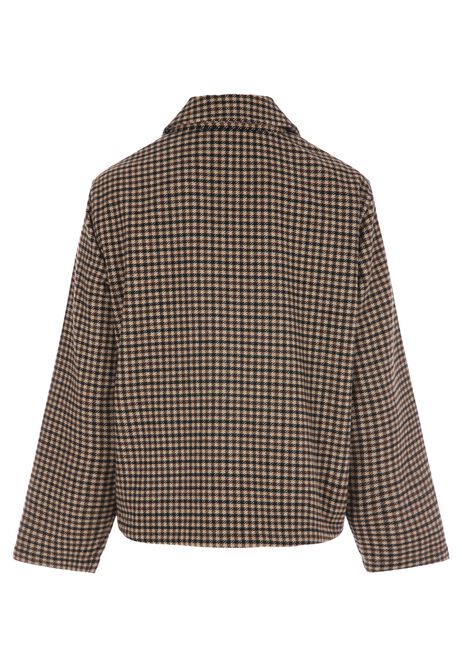 Womens Brown Check Wool Blend Shirt Jacket