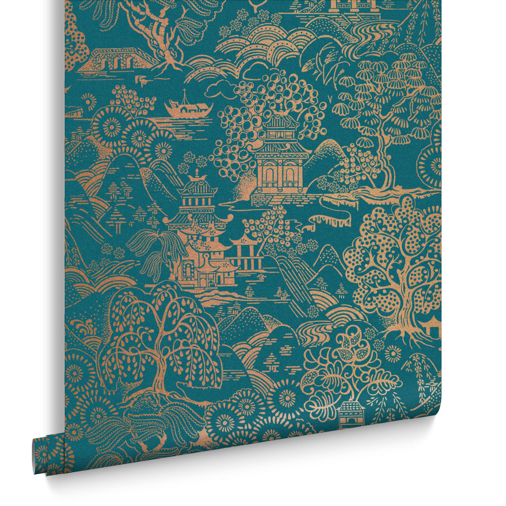 Graham & Brown Vliesbehang - Basuto Teal - 10mx53cm