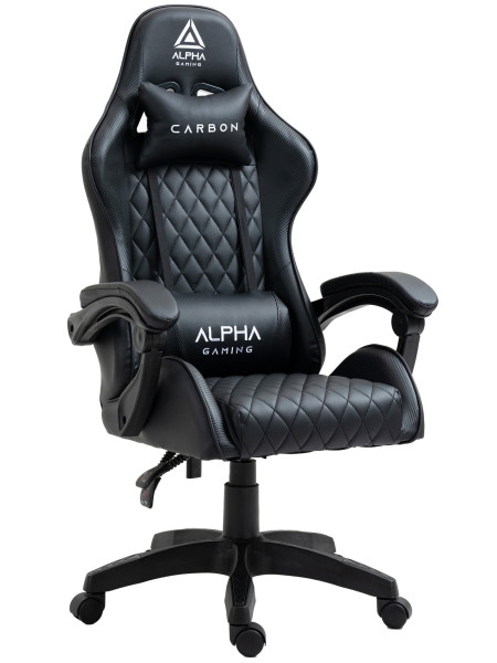 Fotel Gamingowy Biurowy Obrotowy Gracza Alpha Gaming Carbon Czarny