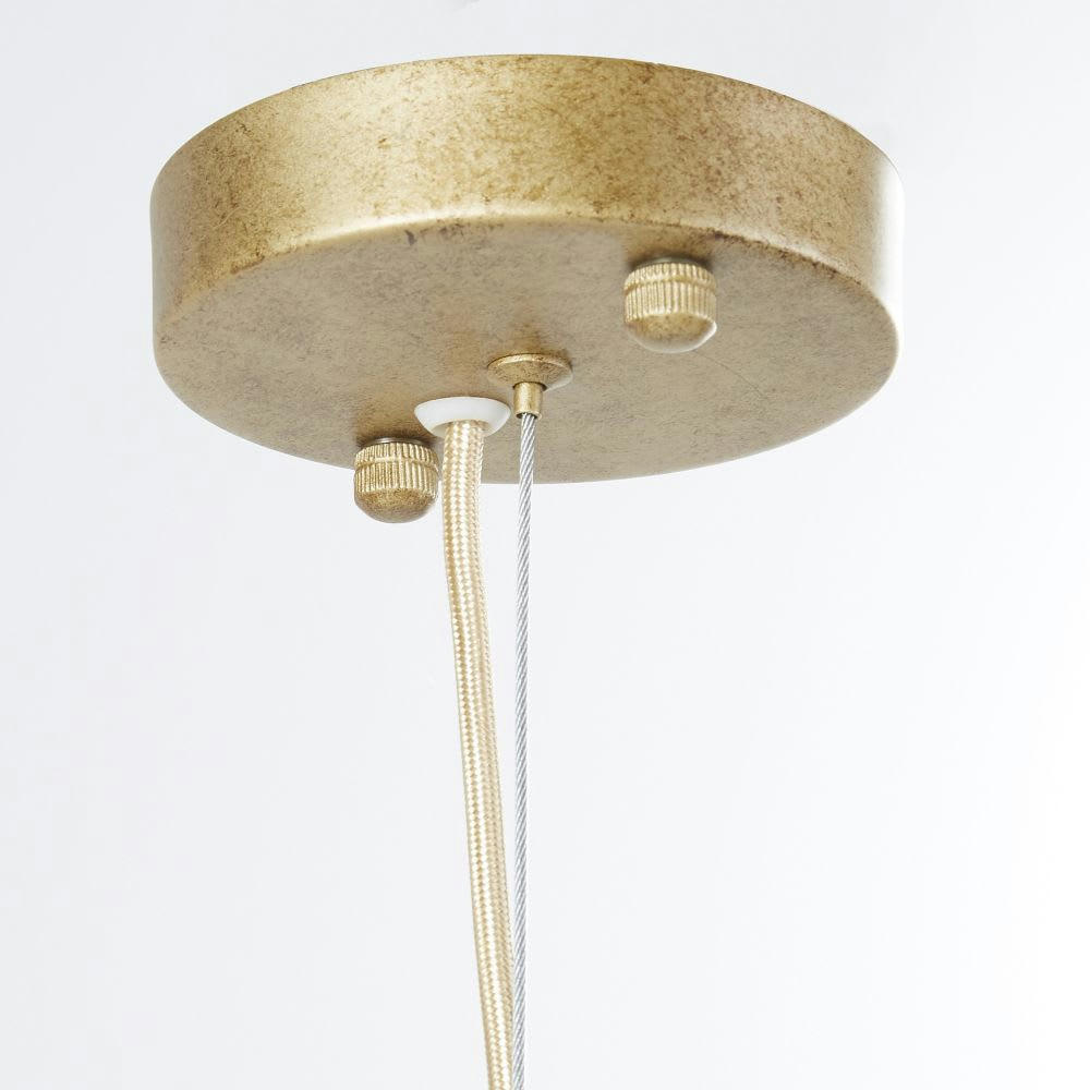 BROADWAY - Lustre pampilles en verre opaline et métal doré vieilli