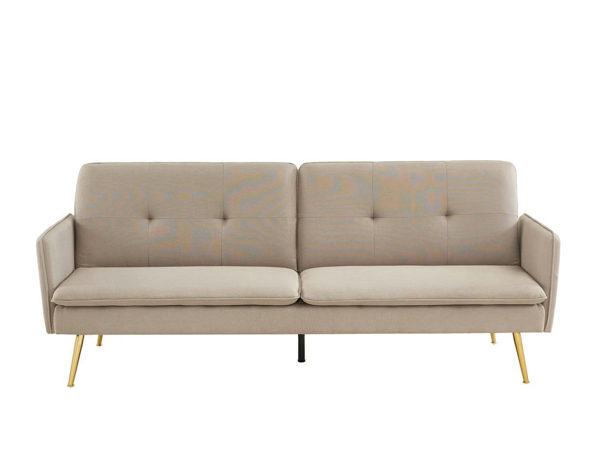 ADAM - Canapé droit convertible en tissu 3 places grège