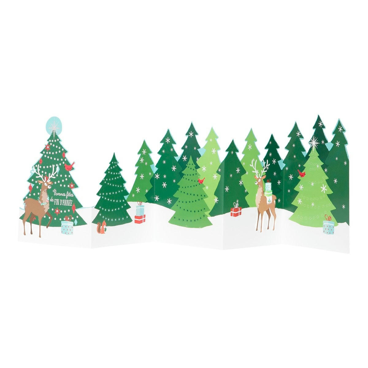 - Carte De Vœux Accordéon - Forêt De Noël