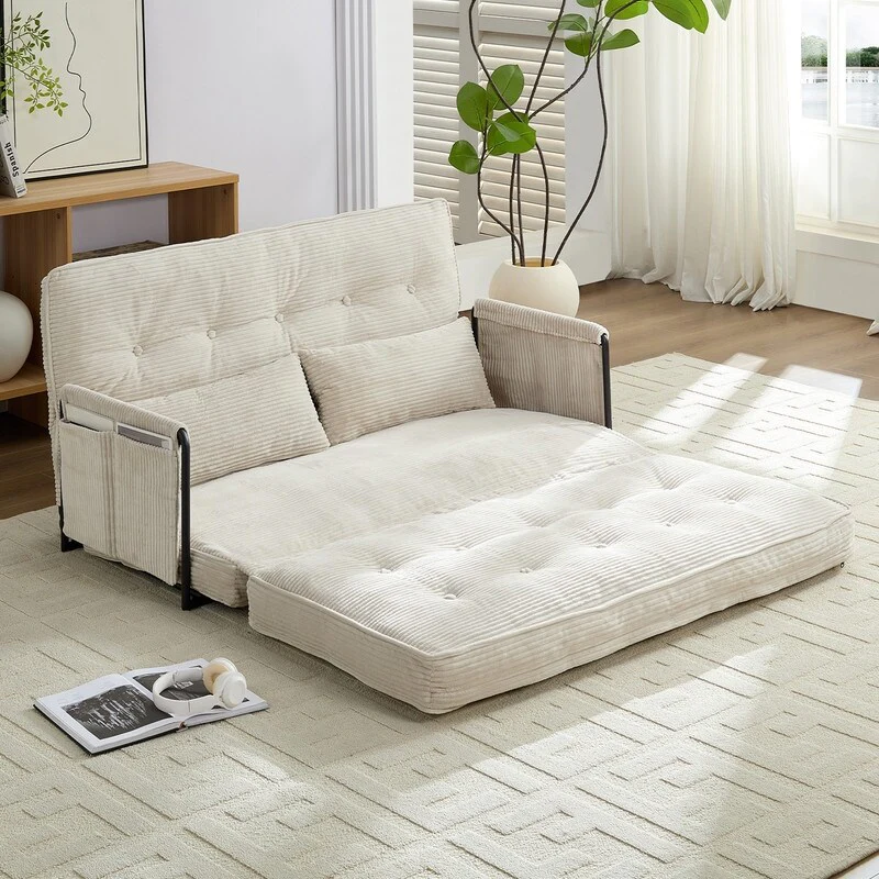 Mixoy Muti-Functional Folding Loveseat Sofa Bed Floor Sofa Bed,Lazy Sofa with Pillows,6 Position Adjustable Backrest