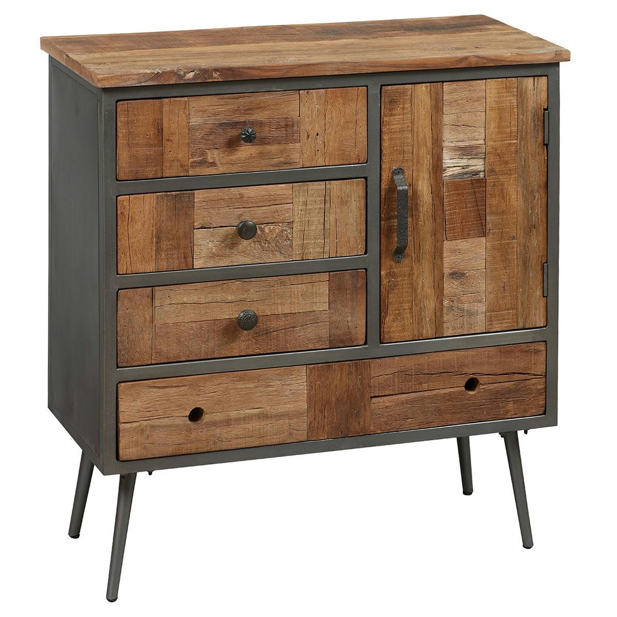 LEONARD - Meuble  d'entrée 1 porte 4 tiroirs