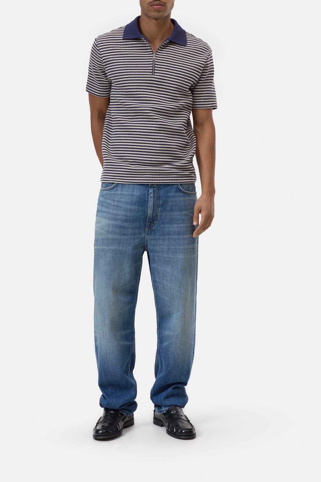Gestreiftes Zip-Polo