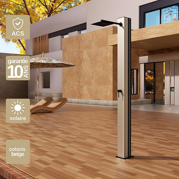 Douche de piscine Michigan en Acier Inox 316 - Tête D25cm - Corps D50mm- H. 2,40m - Garantie 10 ans - POOLIMEX