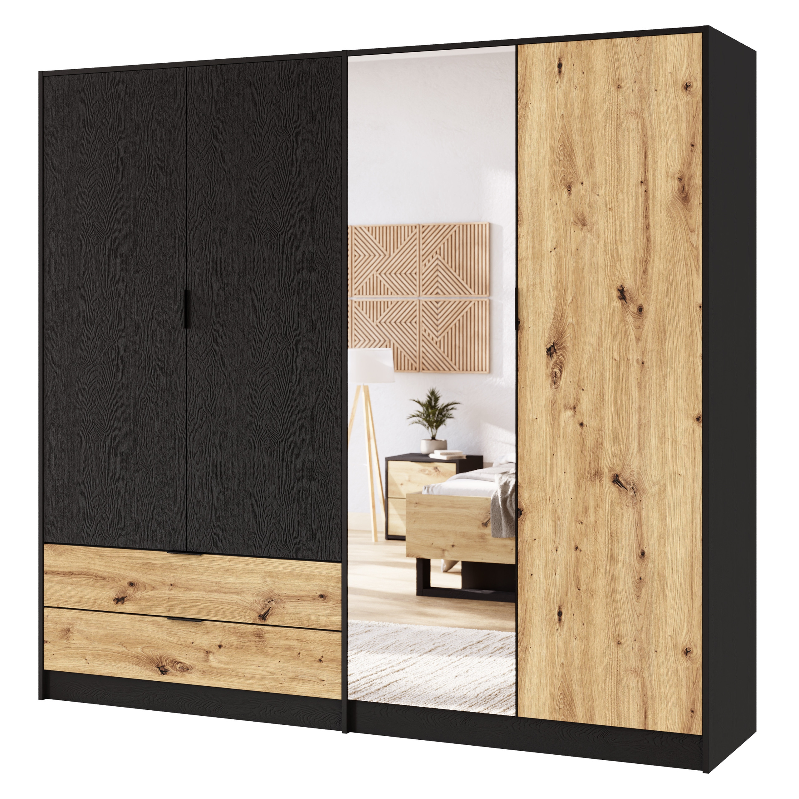 Szafa czterodrzwiowa z lustrem 220 cm UTOPIA
