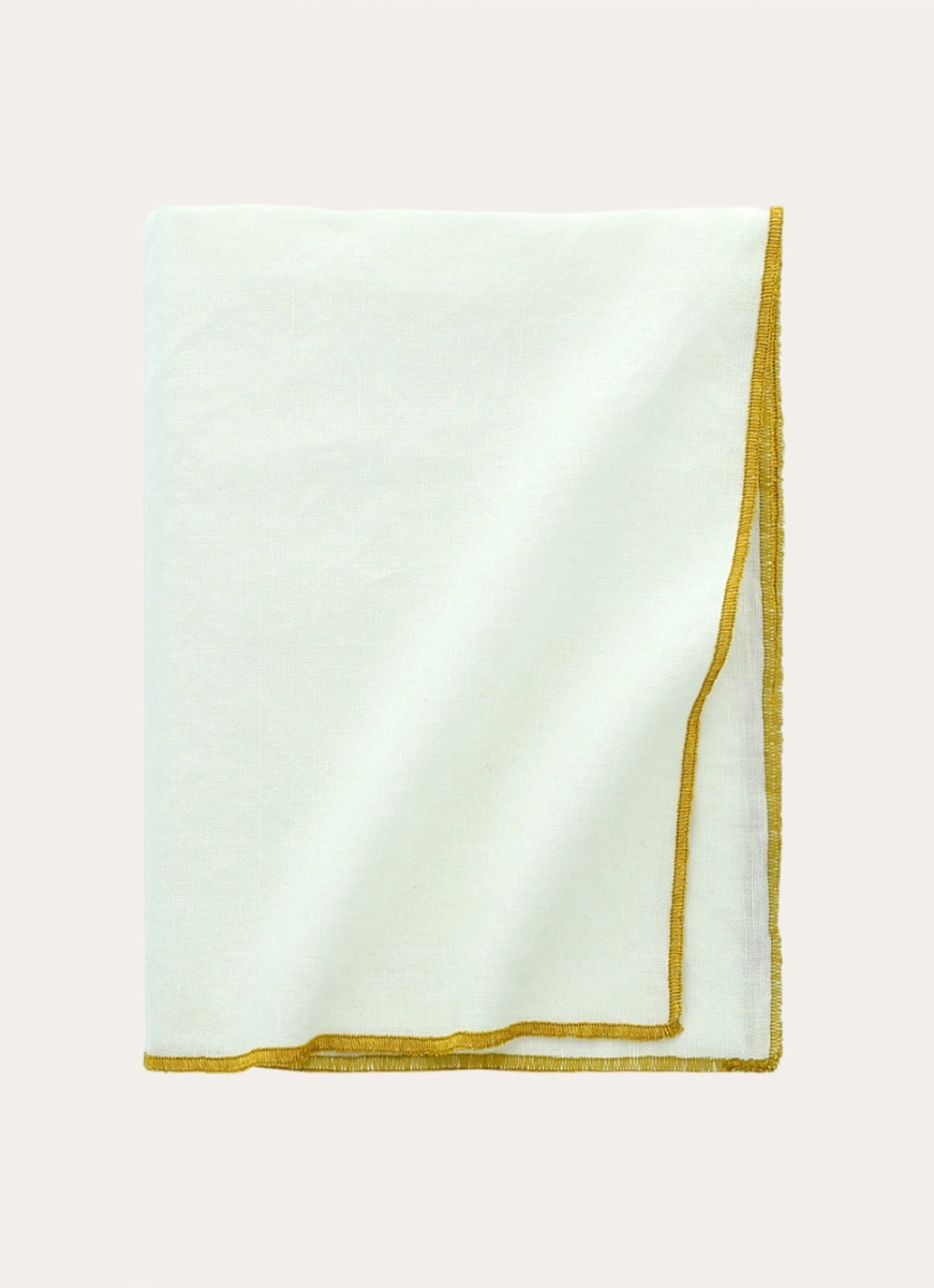 NAPPE COTON LIN FINITION BOURDON BLANC / OR