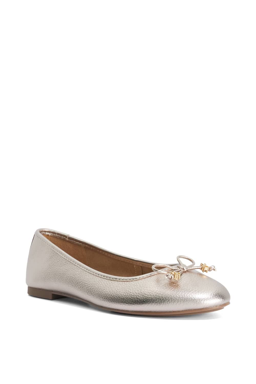 Dune London Wide Fit 'Hallo' Leather Ballet Pumps