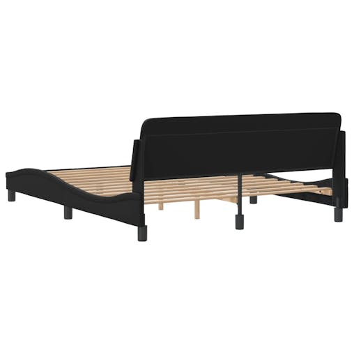 NNEVL Bed Frame with Headboard Black 152x203 cm Faux Leather