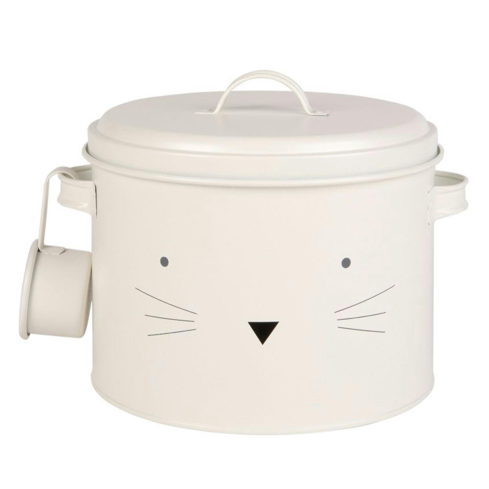 GIRLY - Boîte à croquettes pour chat en métal blanc