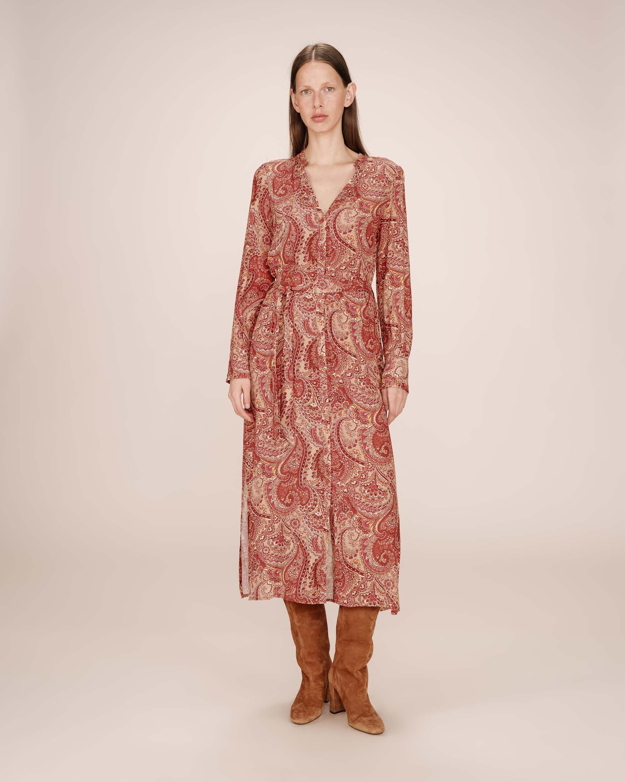 Robe longue bohÃ¨me terracotta Source