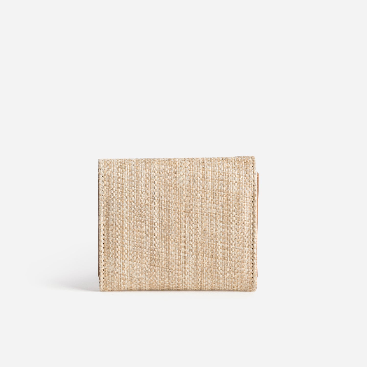Porte-monnaie beige tressé et camel