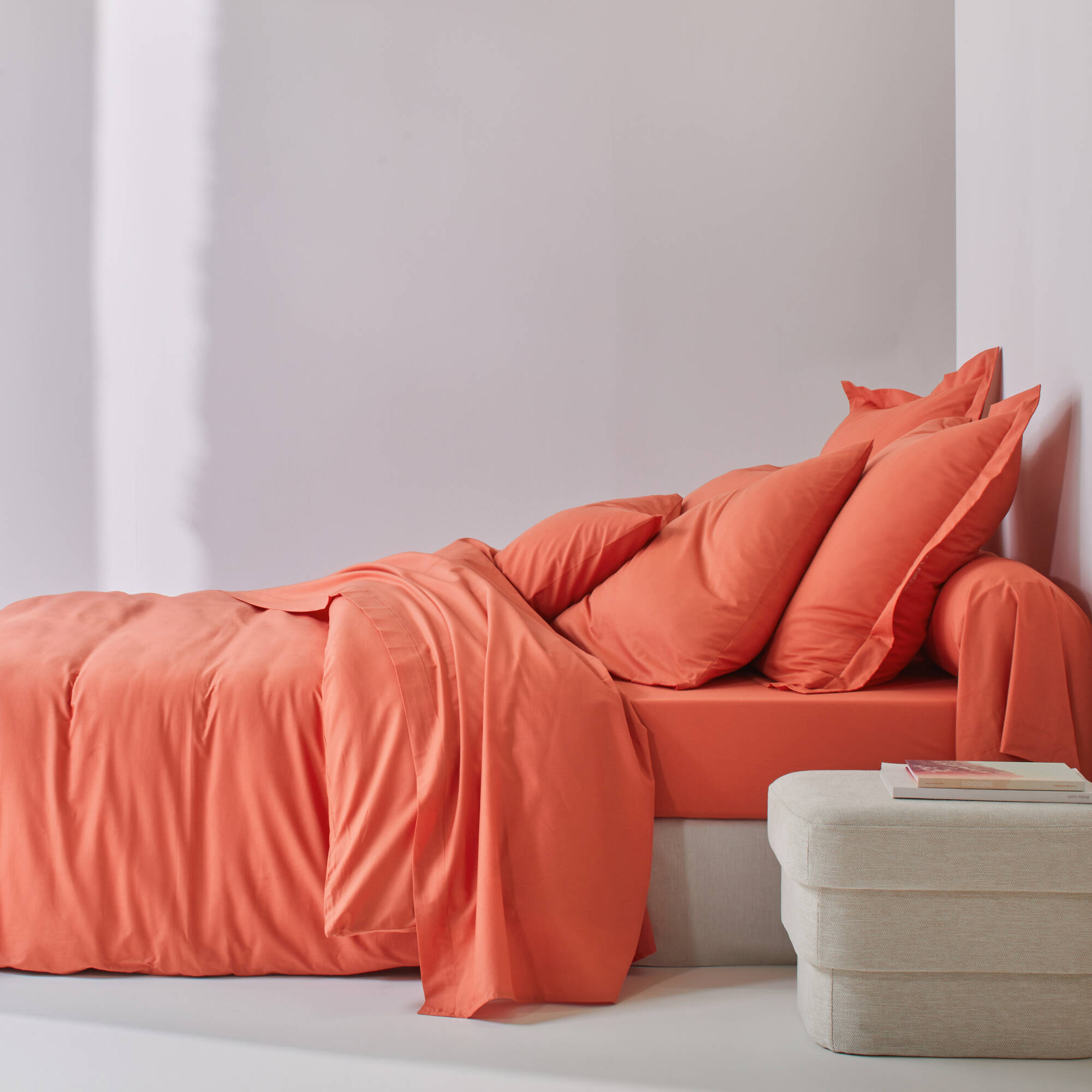 Linge de lit uni polyester-coton Colombine