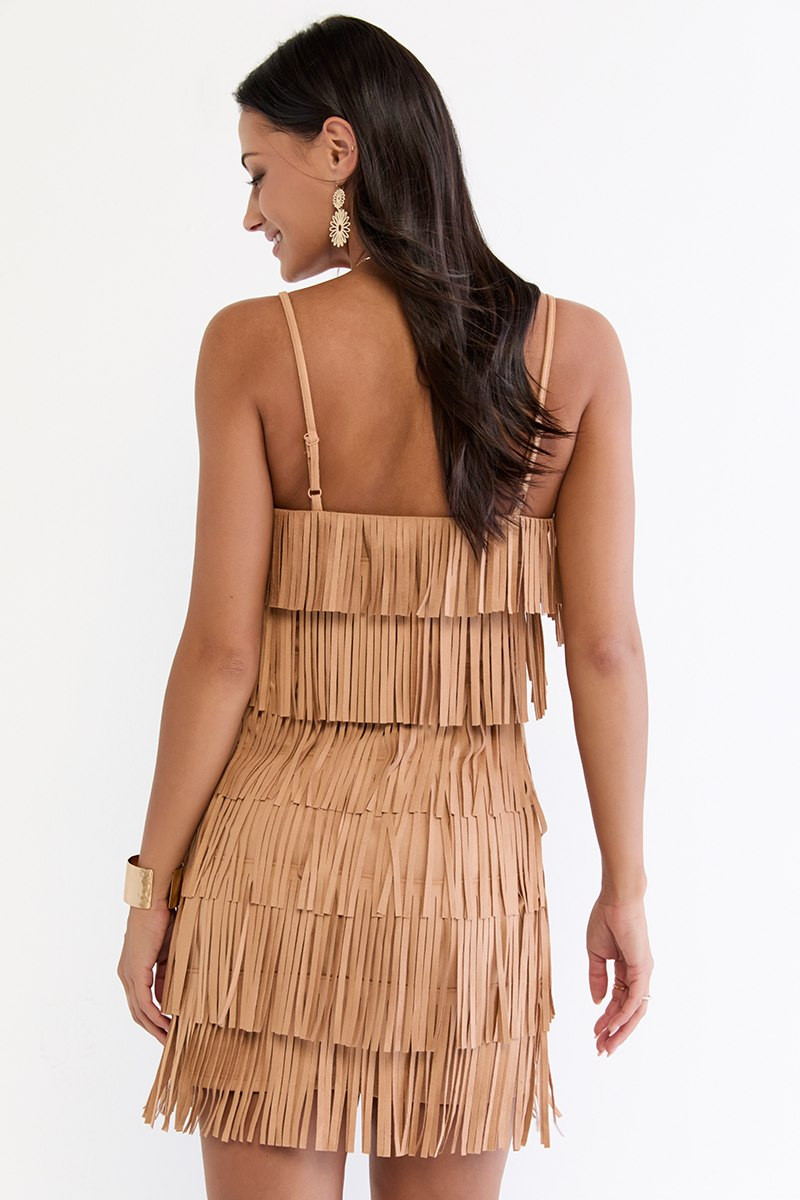 Kattie Layered Fringe Mini Dress