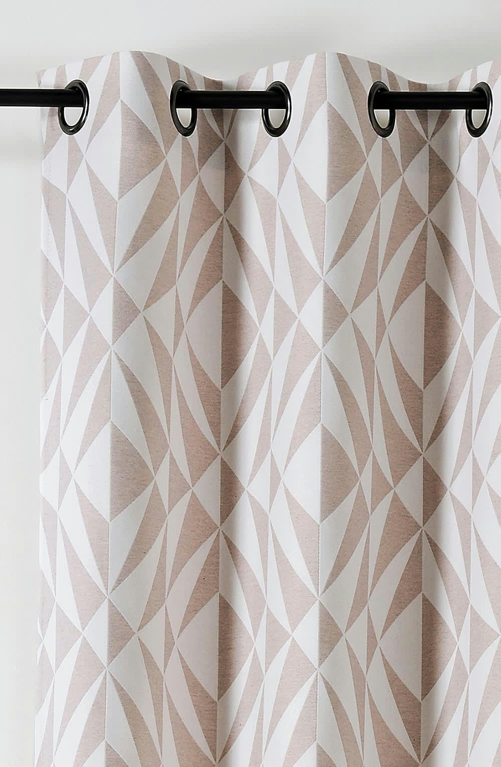 KALEO - Rideau polyester motif géométrique rose 135x260cm