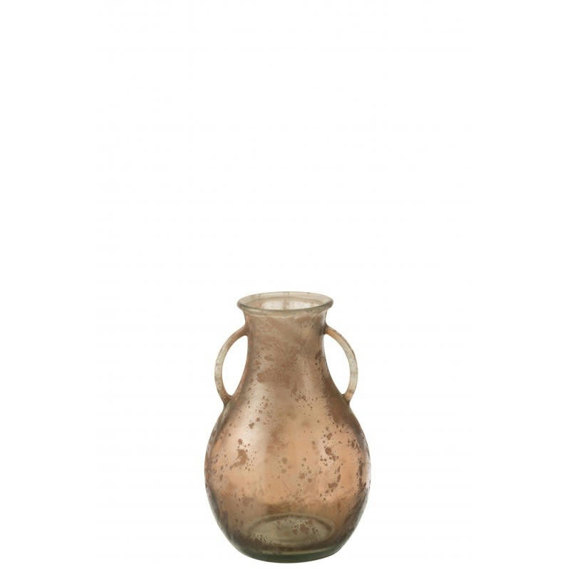 ANSES - Vase bouteille 2 anses verre marron H32cm