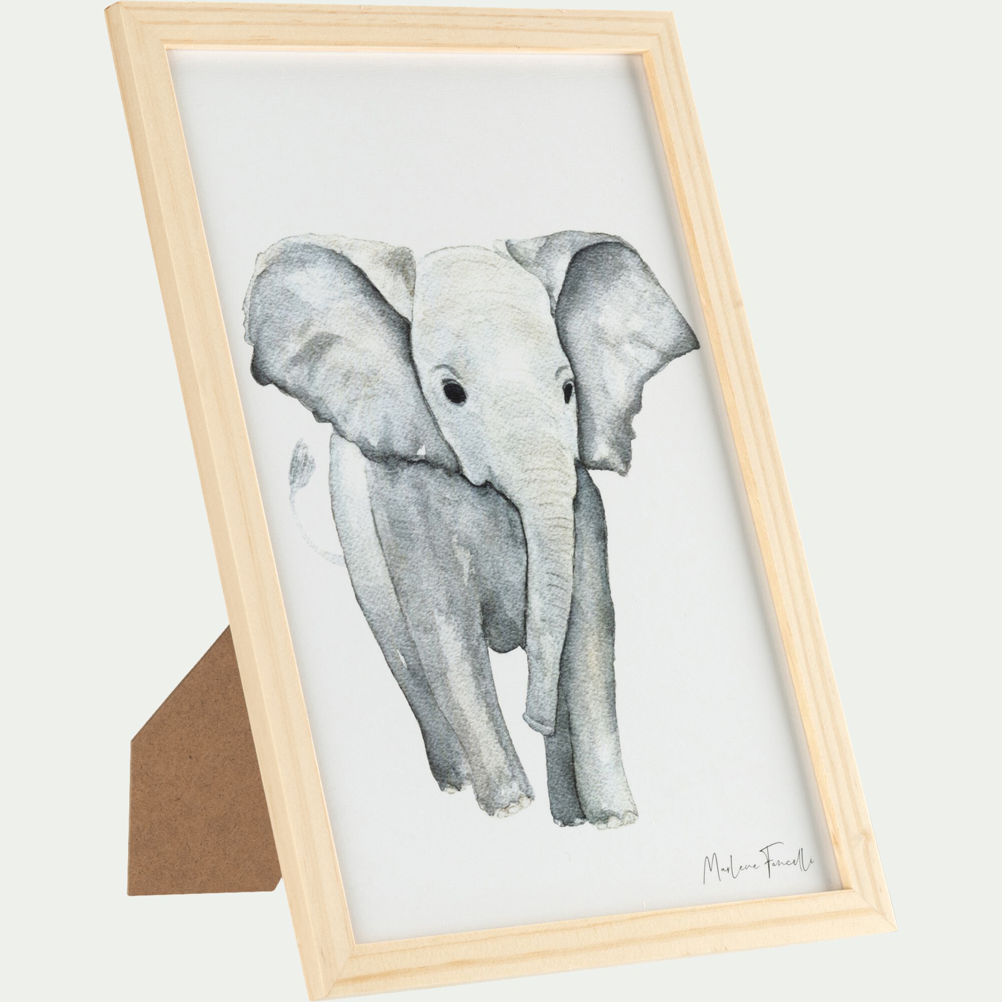 ELEPHANT - Image aquarelle encadrée Éléphant - A4