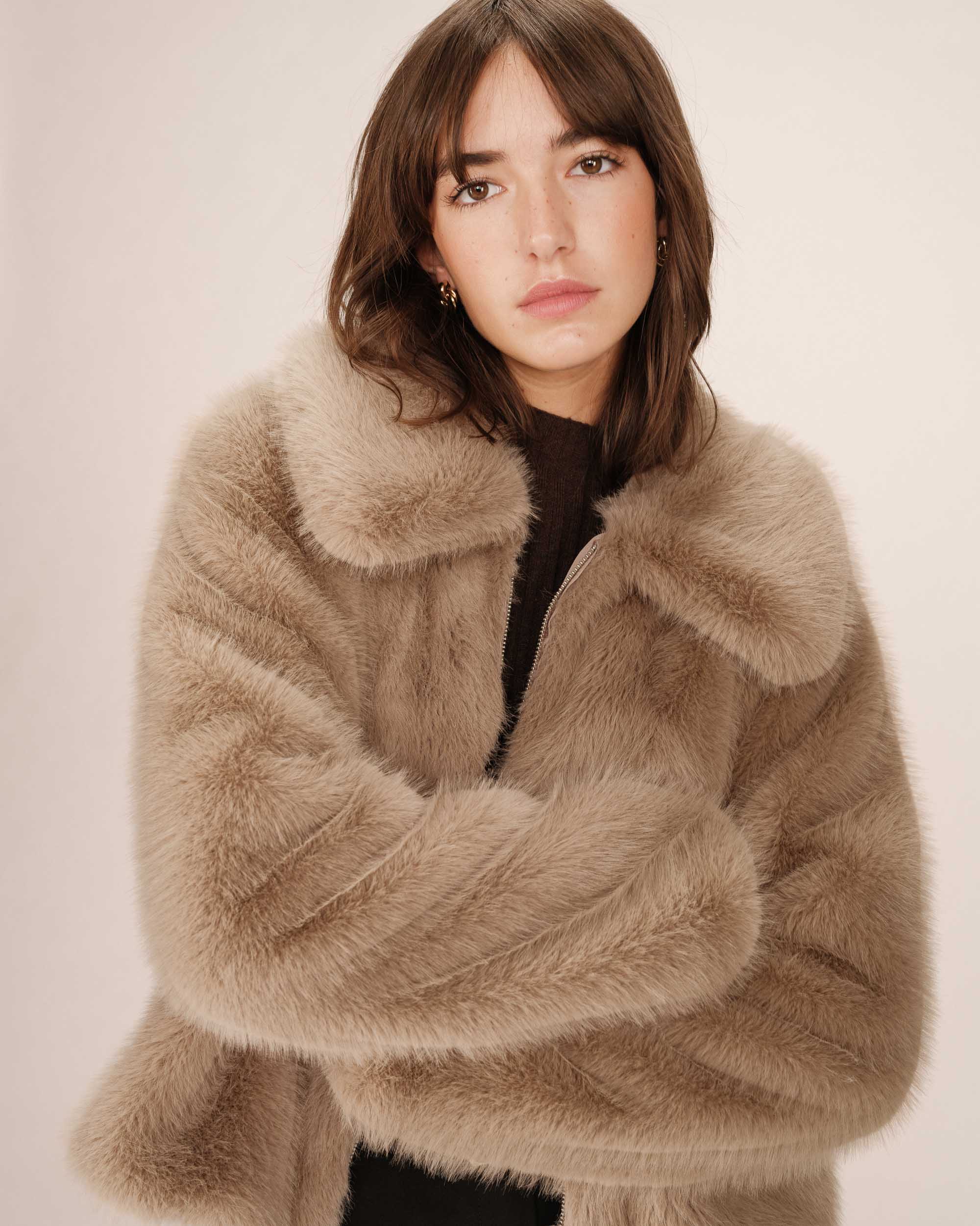 Manteau fausse fourrure greige Shonna