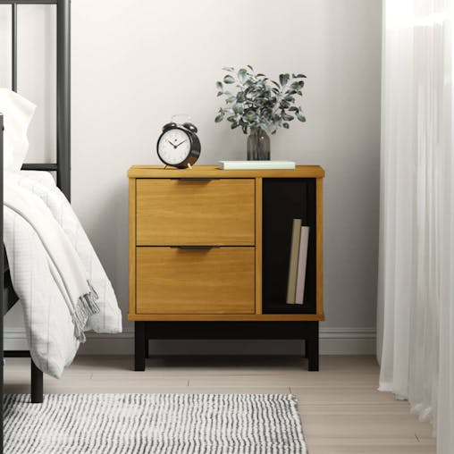 NNEVL Bedside Cabinet FLAM 49x35x50 cm Solid Wood Pine